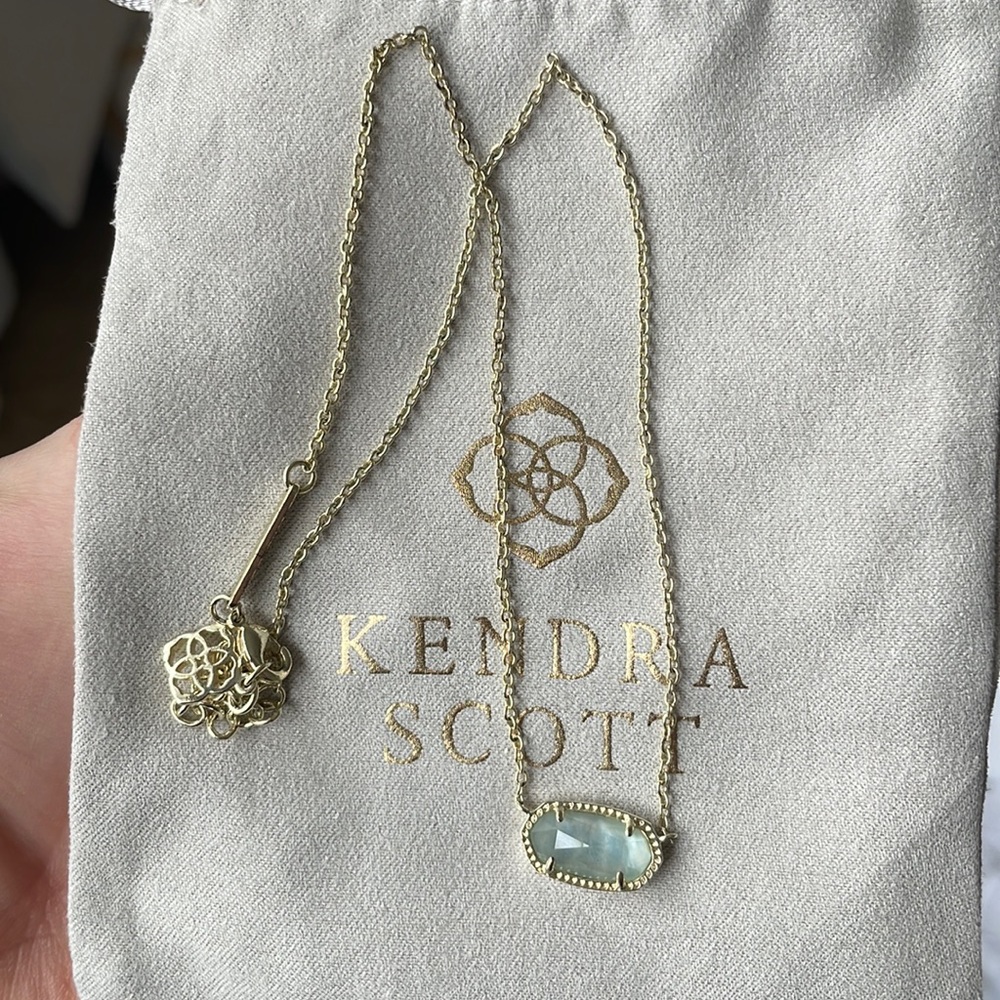Kendra Scott Elisa Gold Pendant Necklace in Aquamarine